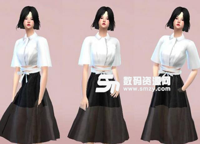 模拟人生4黑白女式纱裙MOD图片