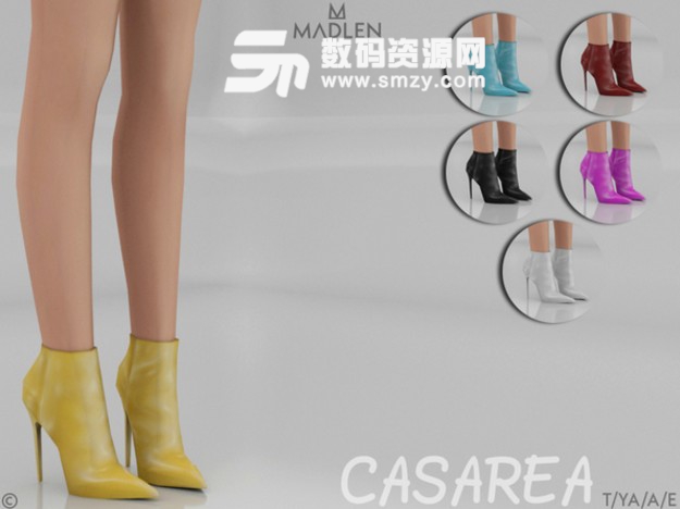 模拟人生4Casarea皮革材质多色简约尖头高跟鞋