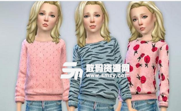 模拟人生4女童运动衫P30印花款MOD