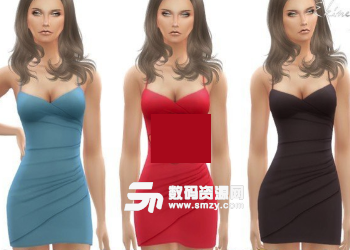 模拟人生4女式褶皱紧身性感连衣裙MOD