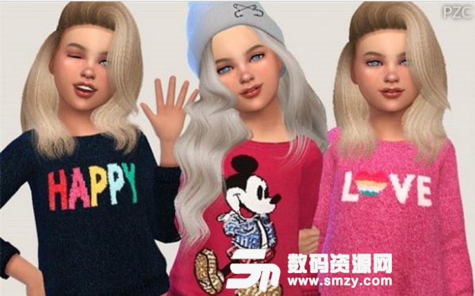 模拟人生4女童冬季卡通毛衣MOD