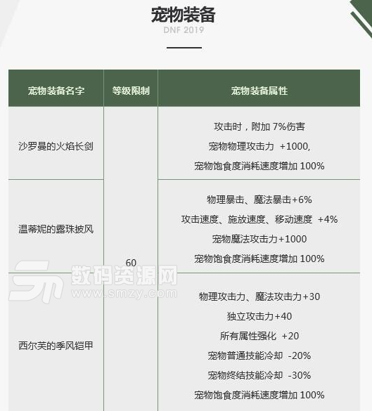 DNF2019年套寵物屬性介紹圖片