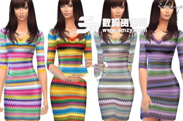模拟人生4彩色条纹连衣裙MOD
