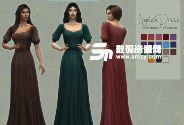 模拟人生4女性褶皱美丽长裙MOD