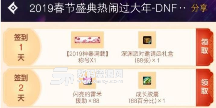 dnf2019春节盛典热闹过大年活动签到奖励说明