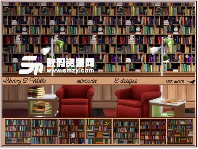 模拟人生4独立的书柜墙MOD