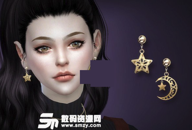 模擬人生4金色星星月亮耳環MOD