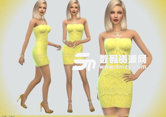 模拟人生4黄色蕾丝连衣裙MOD