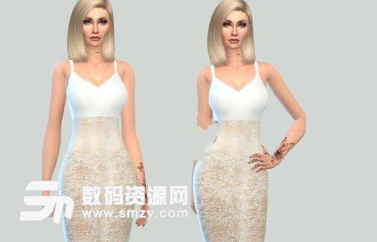 模拟人生4白色性感蕾丝连衣裙MOD