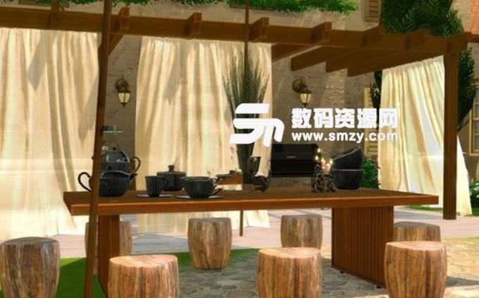 模拟人生4室外用餐木质家具MOD