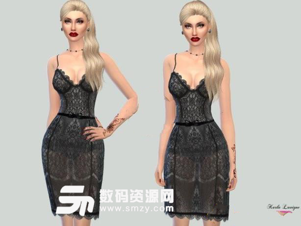模拟人生4黑色蕾丝透明连衣裙补丁免费版