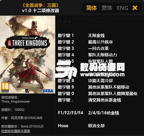 全面战争三国十二项修改器3DM版