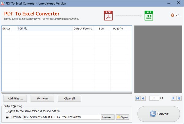 Adept PDF to Excel Converter免费版